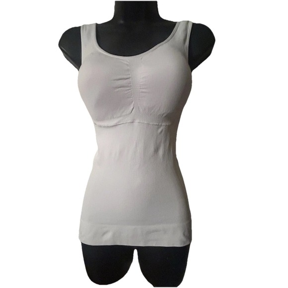The Unbranded Brand Tops - White Compression Top With Built-In Bra, Tank Top Size Large Women's